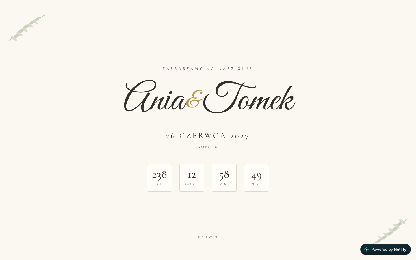 Przykładowa ślubna strona — Ania i Tomek
