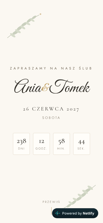 Ślubna strona Ani i Tomka na telefonie